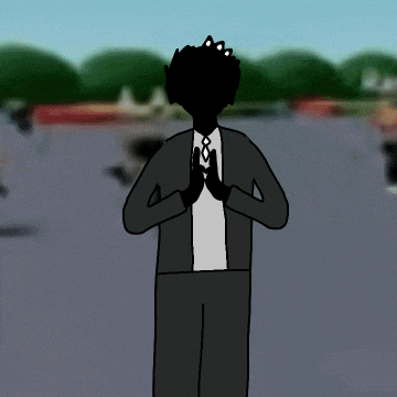 a silhouette of a man in a suit and white shirt