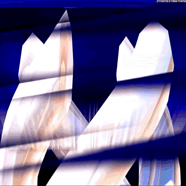 a computer screen displays a blue and white graphic that says the next thing