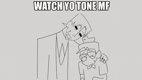 a drawing of a man holding a gun next to a drawing of another man with the words watch yo tone me