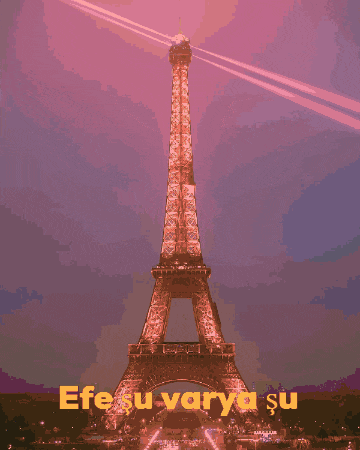 a poster of the eiffel tower with the words efesu varya su underneath it