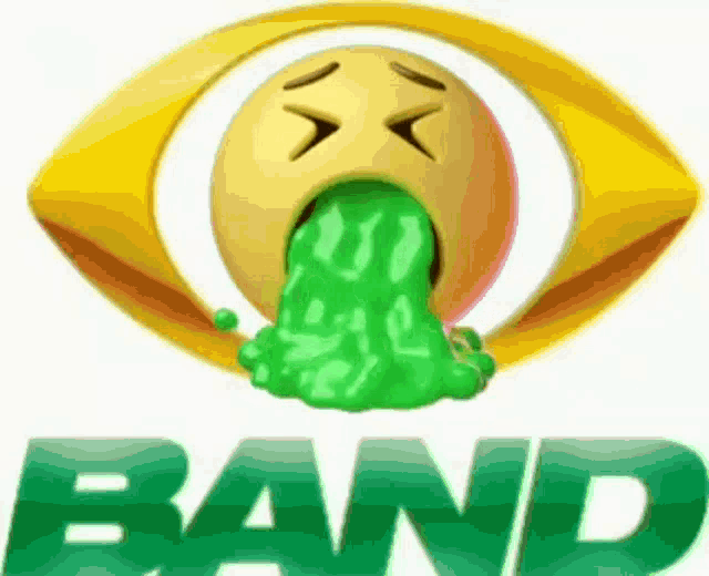 a yellow smiley face with green liquid coming out of it 's mouth and mouth .