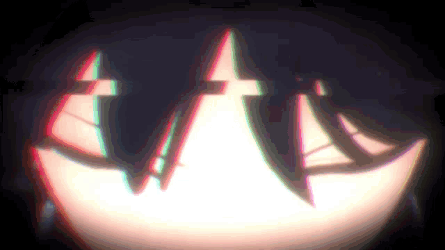 a close up of a cartoon character 's face with a glitch effect .