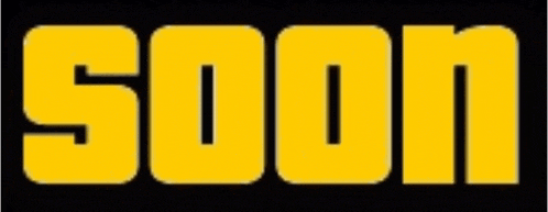 a black background with yellow letters that say " soon "