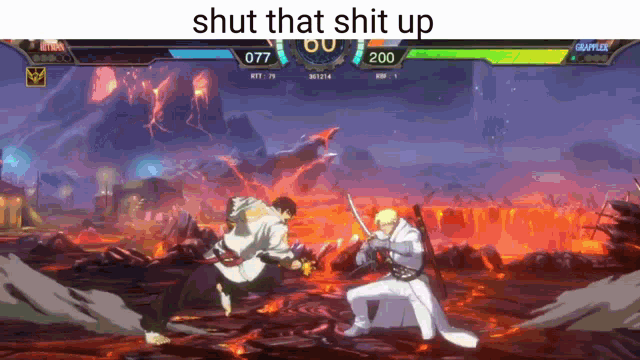 a screenshot of a video game with the words " shut that shit up " at the top
