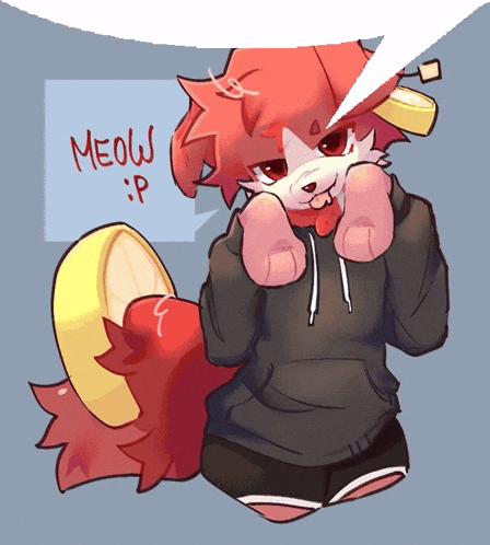 a drawing of a furry character says meow