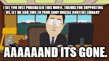 a cartoon of a man sitting in front of a computer with the words " i see you just purchased this movie "