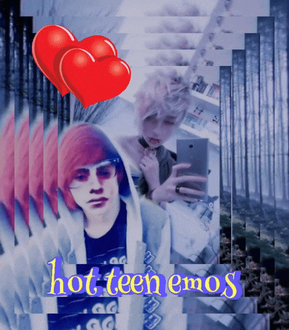 a picture of a boy taking a selfie with the words hot teen emo written above him