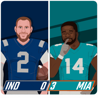 two football players are standing next to each other with the score of 0-3