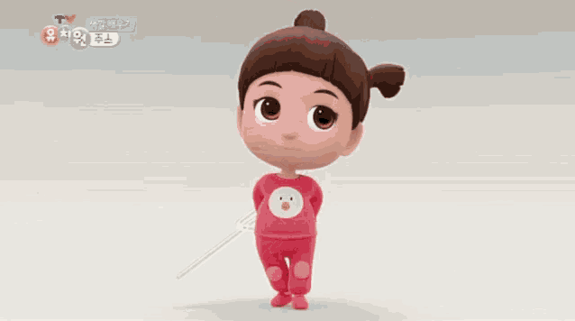 a cartoon character in a red sweater is holding a heart