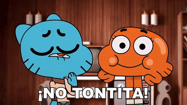 gumball and darwin from the amazing world of gumball are standing next to each other in a room
