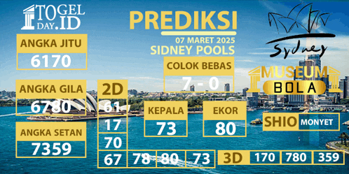 a poster for prediksi sydney pools on march 7