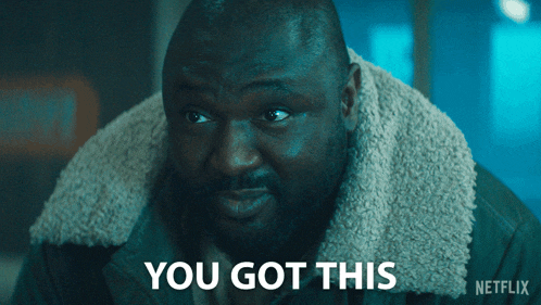 a man in a fur coat says " you got this " on the screen