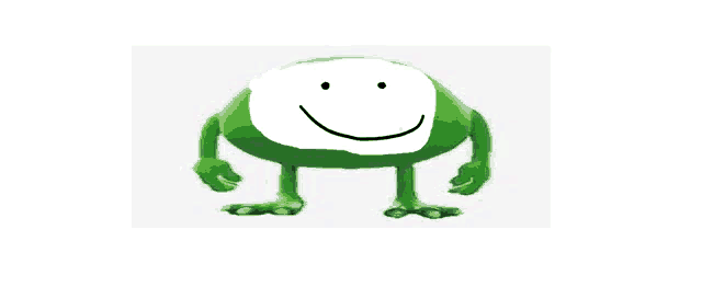a green monster with a white face and a smiley face on it 's face .
