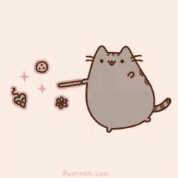 a cartoon of a cat holding a wand and a cookie .
