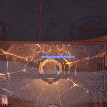 a video game character is flying through the air while holding a sword