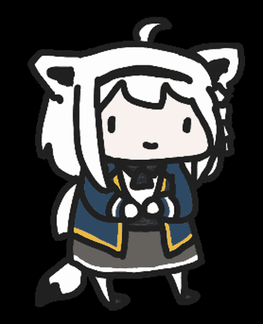 a cartoon drawing of a girl with a cat ear hat