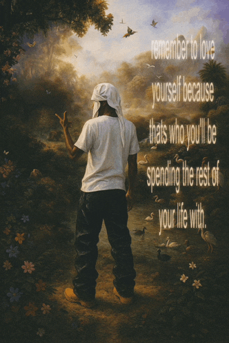 a painting of a man with a quote about love