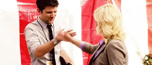 Parks And Rec Ben And Leslie GIF - Parks And Rec Ben And Leslie Hand Shake GIFs