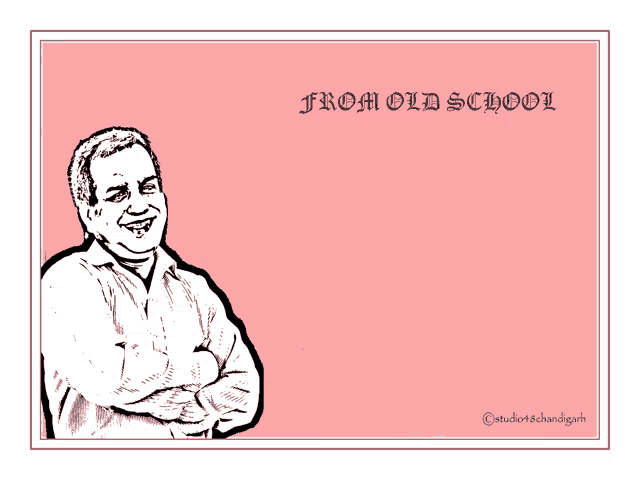 a drawing of a man with the words from old school