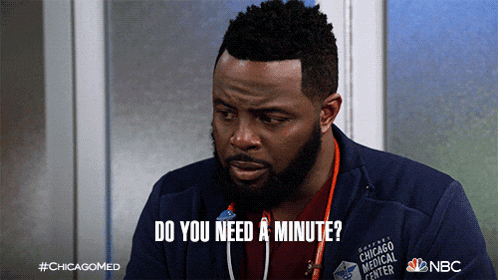 a man in a chicago medical center jacket asks if he needs a minute