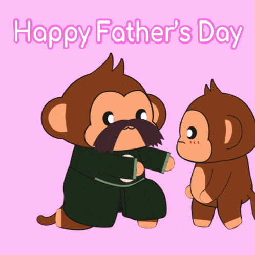 a father 's day card with two monkeys on it