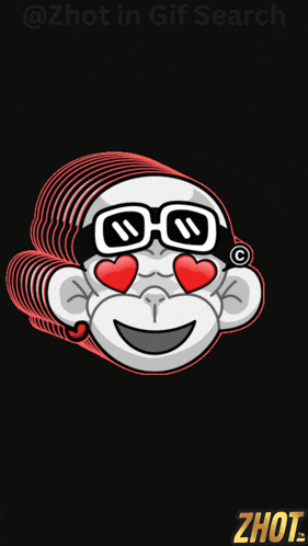 a monkey wearing sunglasses and hearts in his eyes is on a gif search page