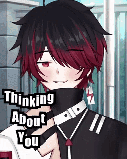 a picture of a boy with red hair and the words " thinking about you " below him