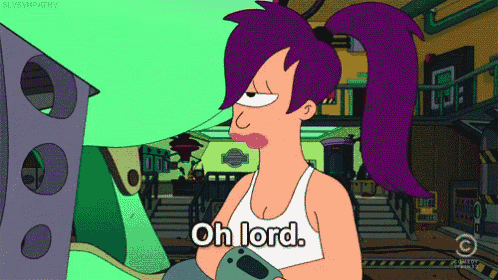 a cartoon character says " oh lord " in a scene from futurama