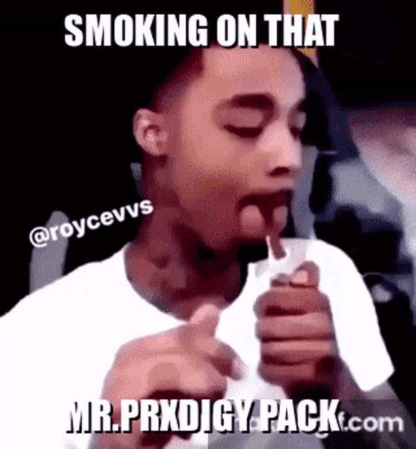 a picture of a man smoking a cigarette with the caption smoking on that mr.prxdjgy pack.com