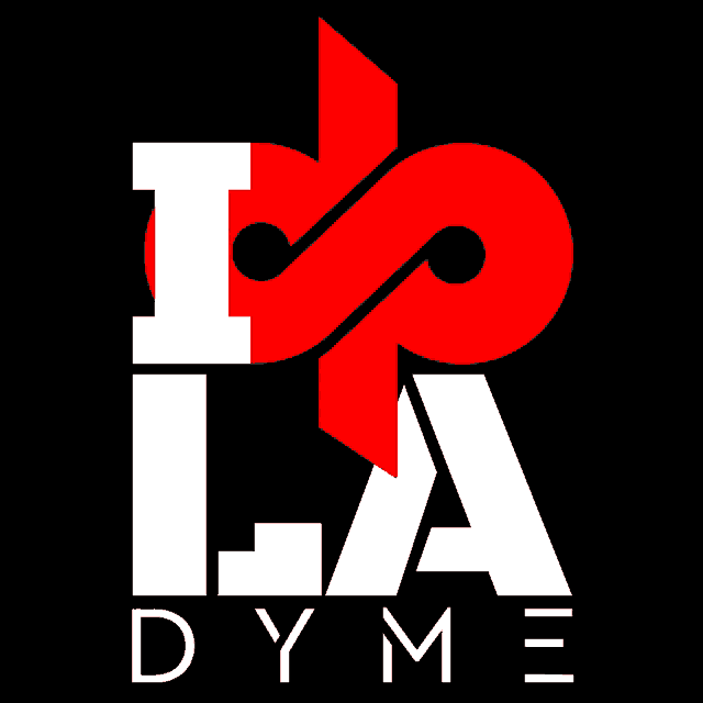 a logo for la dyme with a red infinity symbol