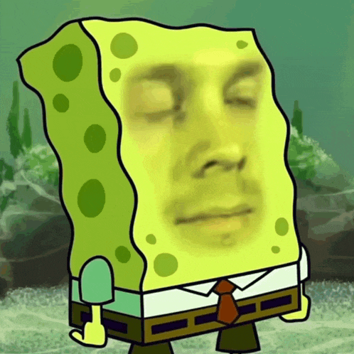 a spongebob squarepants cartoon character with a man 's face on it