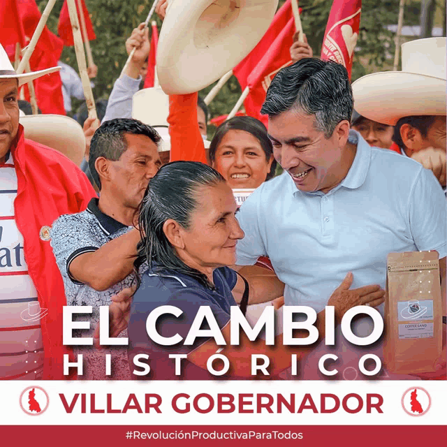 a poster for villar gobernador shows a man and woman standing next to each other