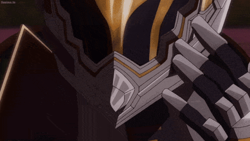a close up of a knight 's helmet and gloves with the letters sanime.tv on the bottom right