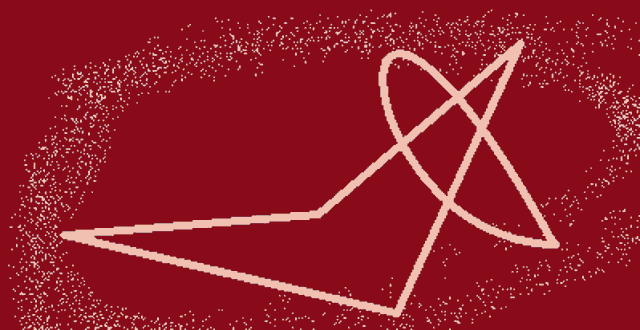 a pixel art of a blue triangle with a pink outline