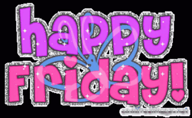 a graphic that says happy friday with a butterfly on it
