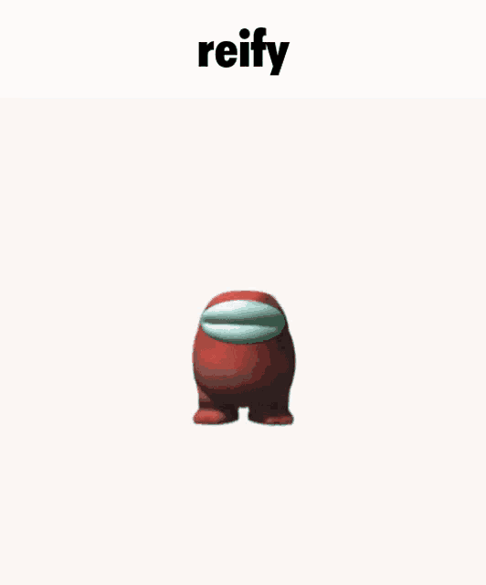a red among us character with a blue face and the name reify on the bottom