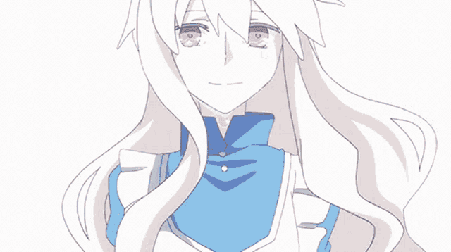 a drawing of a girl with white hair and red eyes