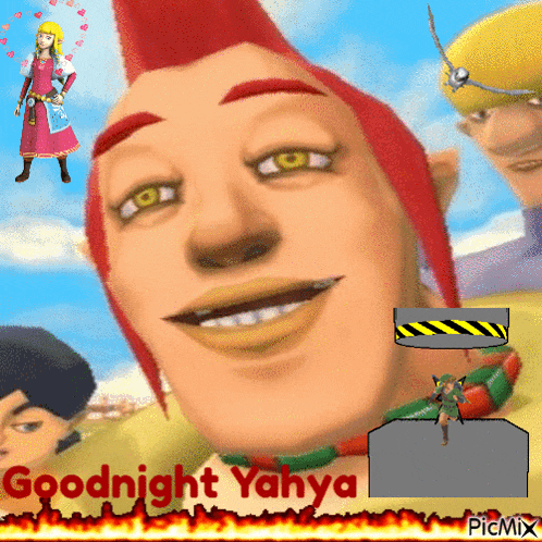 a picture of a man with a mohawk and the words goodnight yahya on the bottom