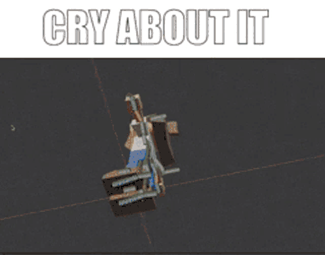 a cartoon character with the words cry about it written above it