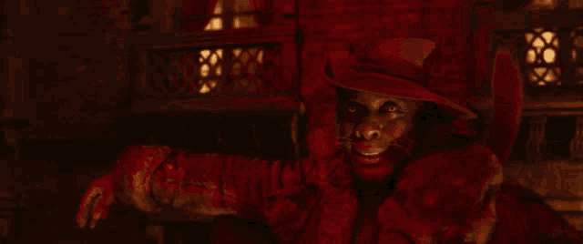 a man in a red hat is saying i love it