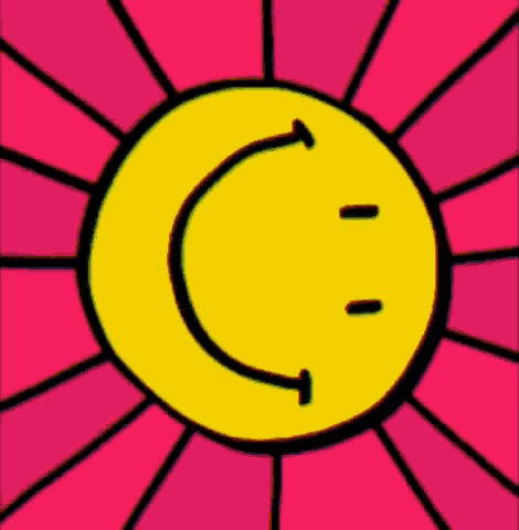 a drawing of a sun with a sad face on it .