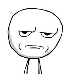 a black and white drawing of a stick figure with a funny face .