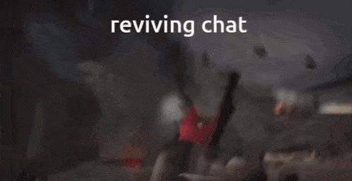a video game character is crawling on the ground with the words " reviving chat " on the bottom