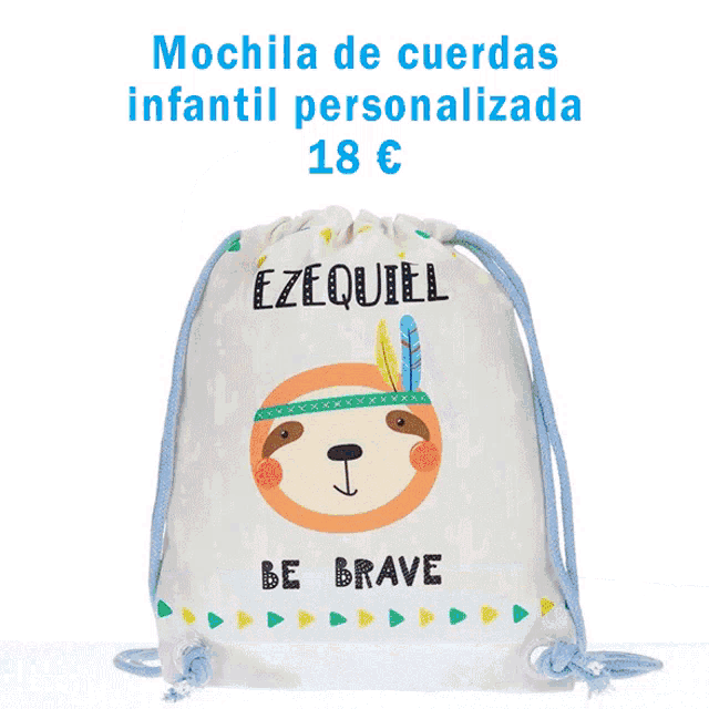 a little girl with a pacifier in her mouth is wearing a pink drawstring bag that says mical on it