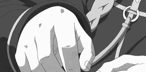 a black and white drawing of a person 's hand with a belt around their waist .
