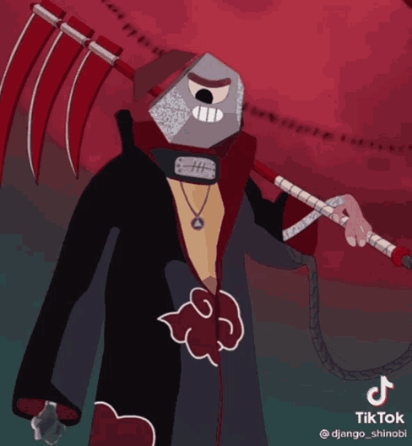 a cartoon character holding a scythe with a tiktok watermark on the bottom right