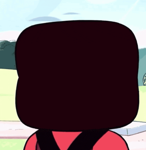a cartoon character with a big red head and a red eye