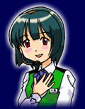 a cartoon of a girl wearing a green vest and a headset with the letter c on it