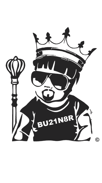 a black and white drawing of a baby wearing a crown