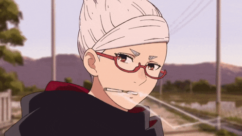 a woman with glasses and a bandage on her head looks angry